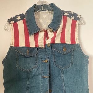 American Flag denim vest